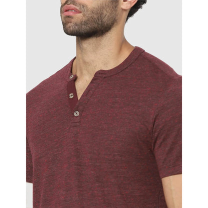 Maroon Solid Cotton T-shirt