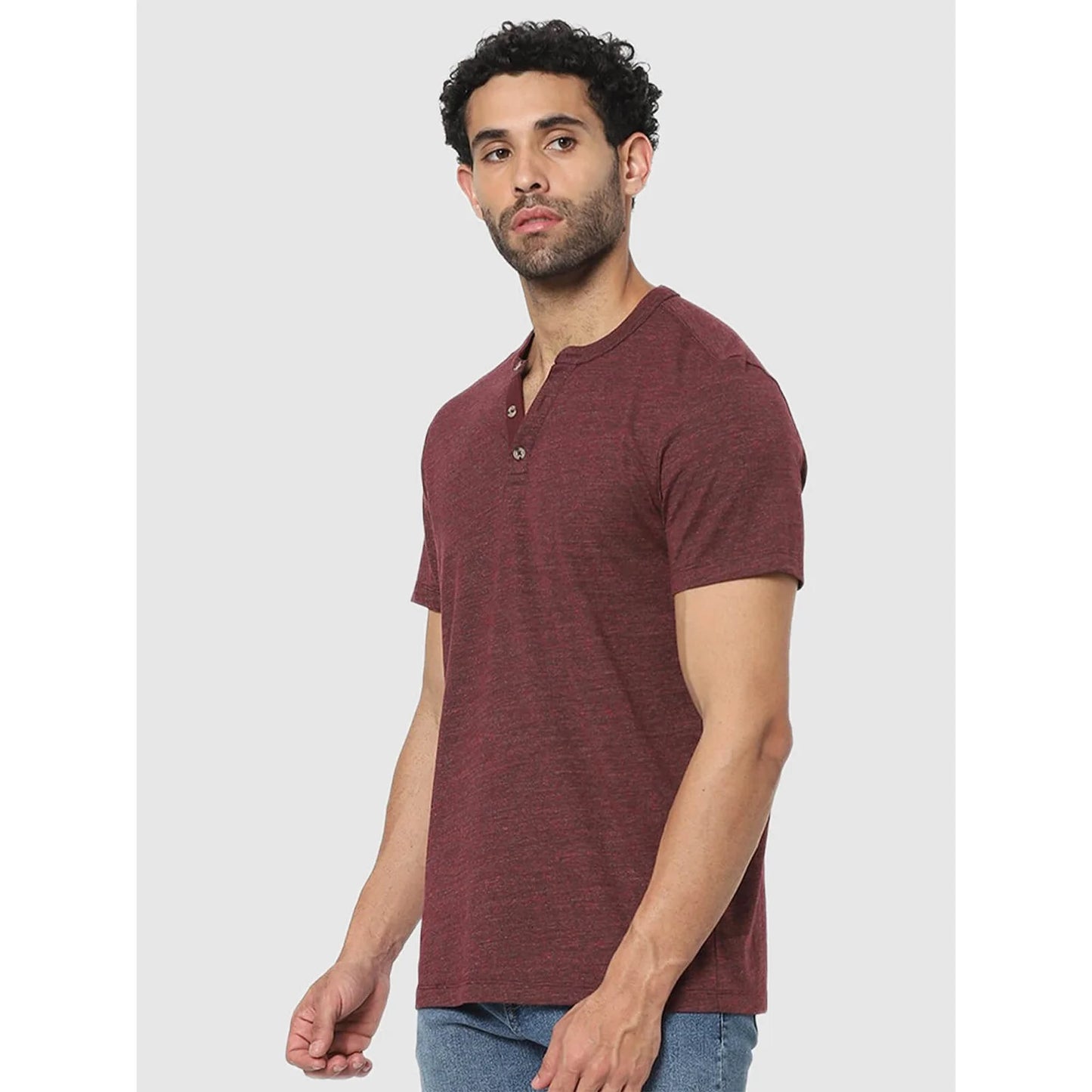 Maroon Solid Cotton T-shirt