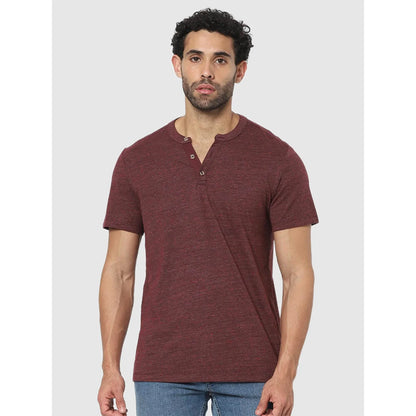 Maroon Solid Cotton T-shirt