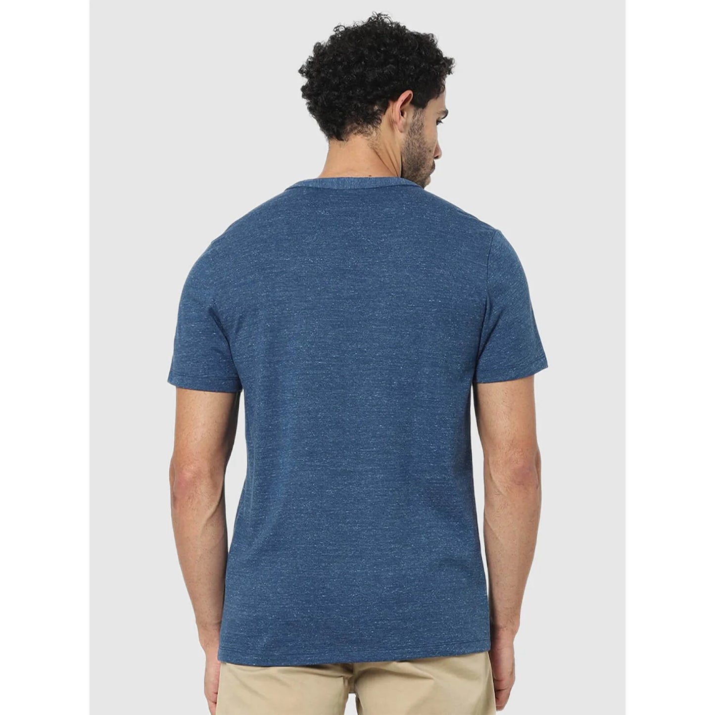 Blue Solid Cotton T-shirt