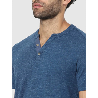 Blue Solid Cotton T-shirt