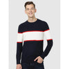 Celio* Colourblock Regular Fit Cotton Navy Blue Sweater