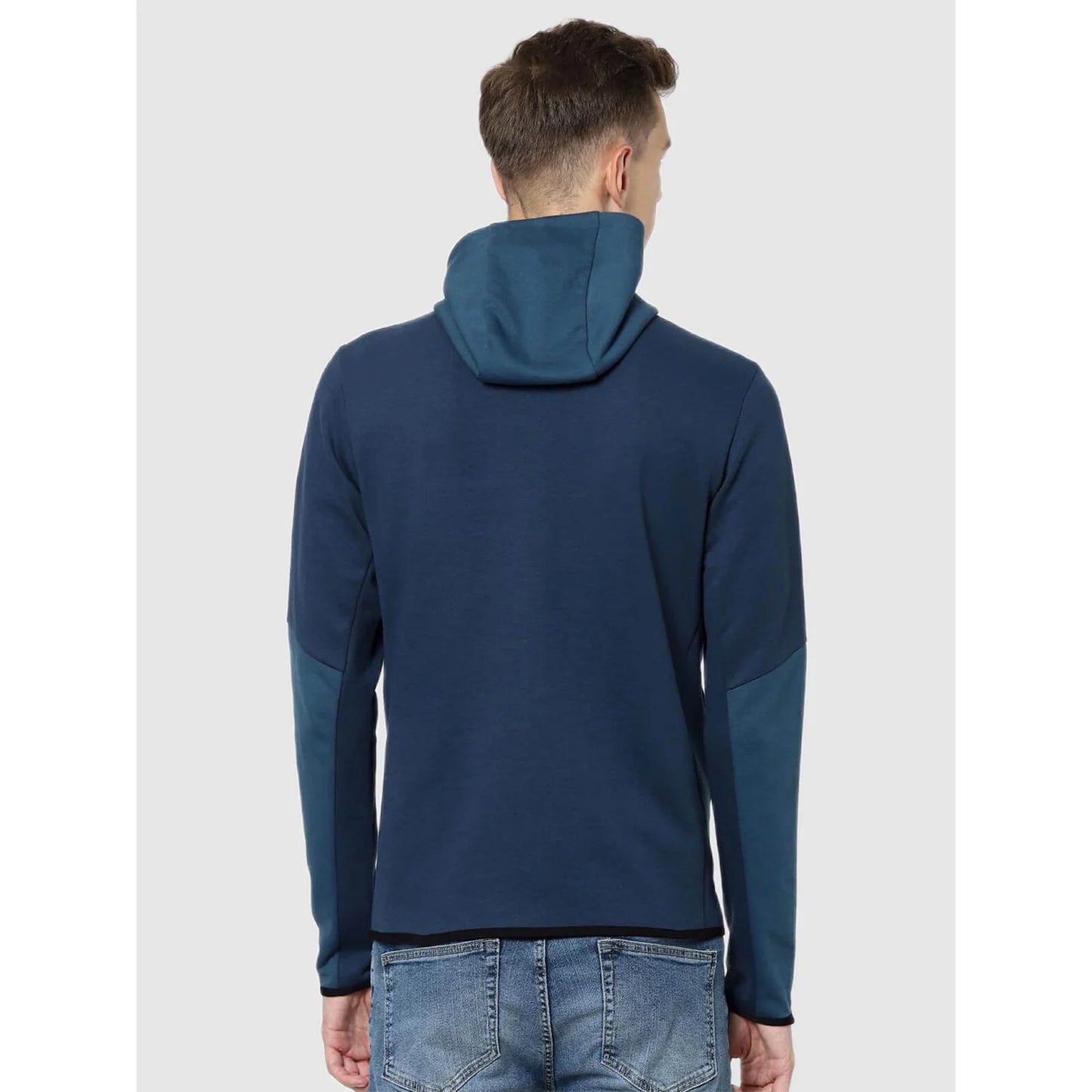 Navy Blue Colourblock Cotton Sweatshirt