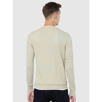 Beige Solid Cotton Sweatshirt