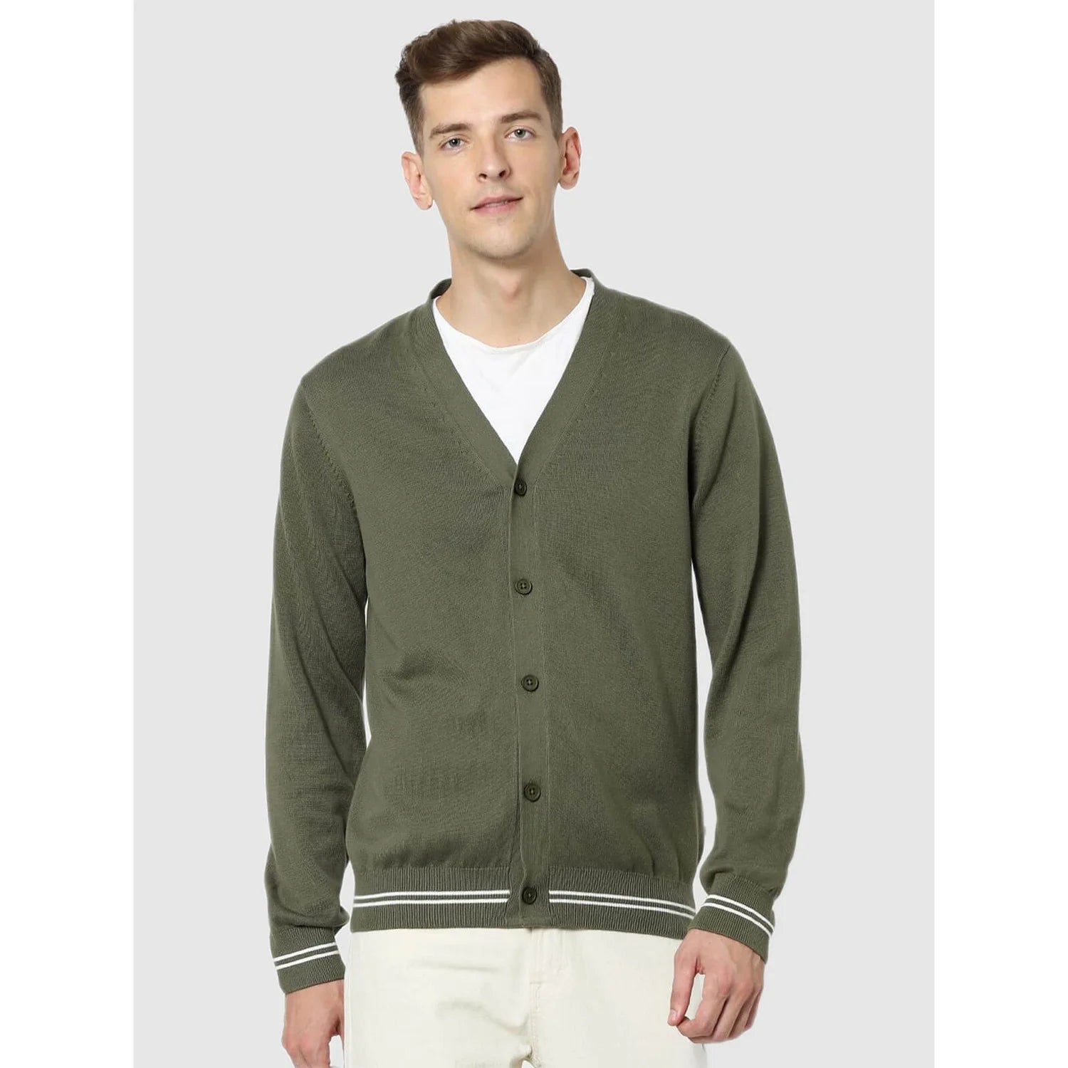 Green Solid Cotton Sweater