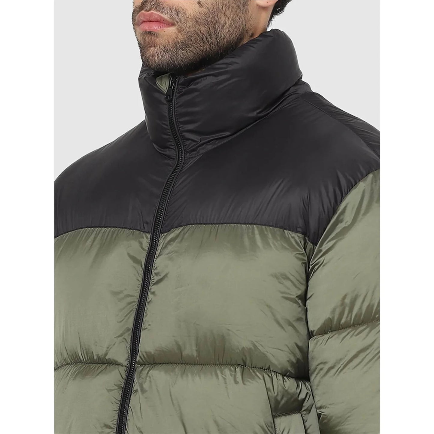 Olive Quilted Nylon Jacket