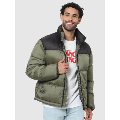 Olive Quilted Nylon Jacket