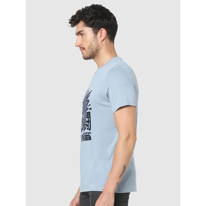 Blue Graphic Printed Cotton T-shirt