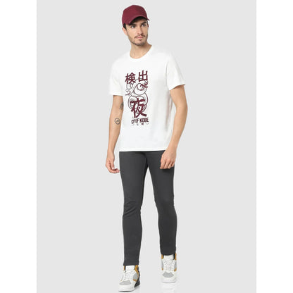 White Graphic Printed Cotton T-shirt