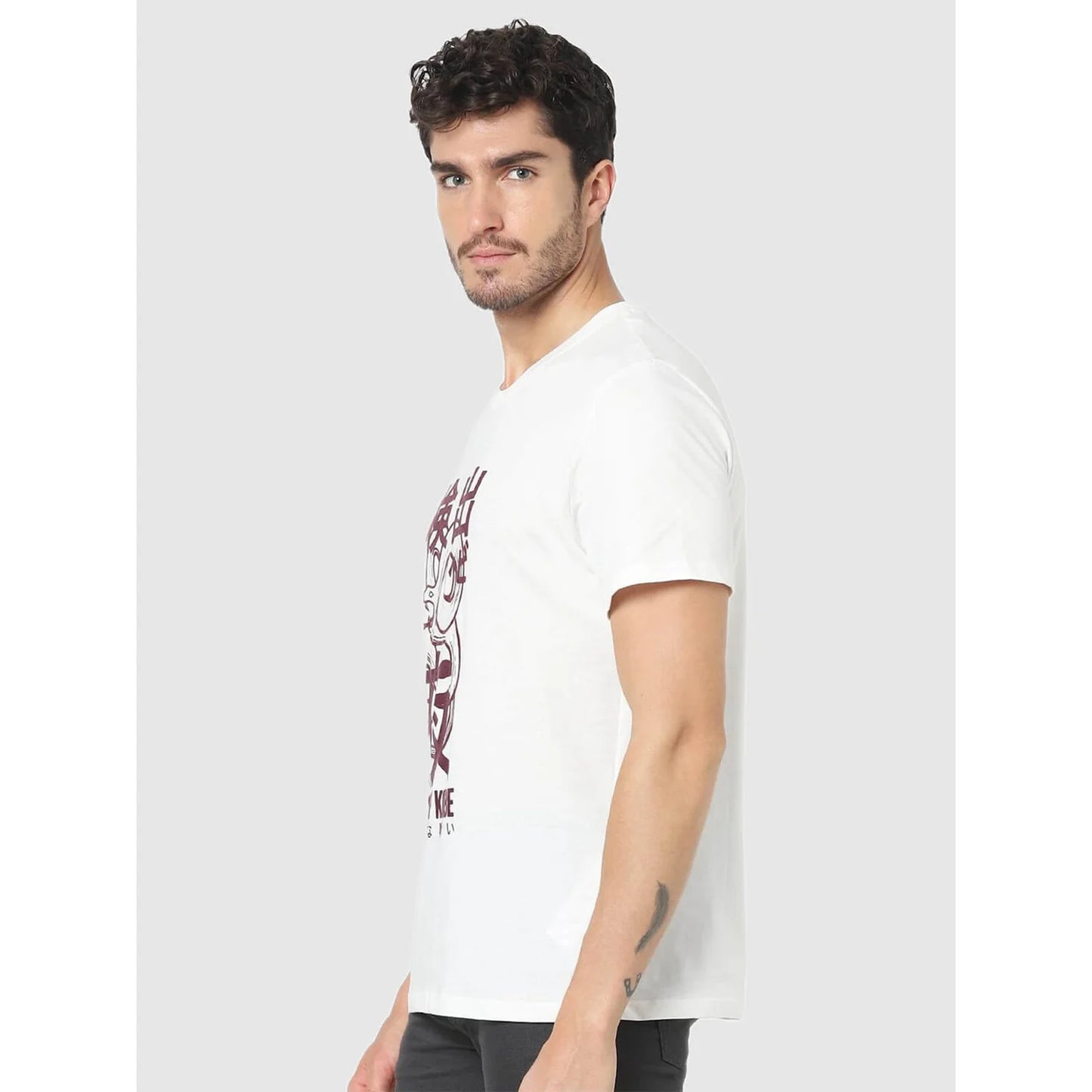 White Graphic Printed Cotton T-shirt