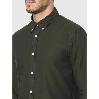 Green Solid Cotton Shirt