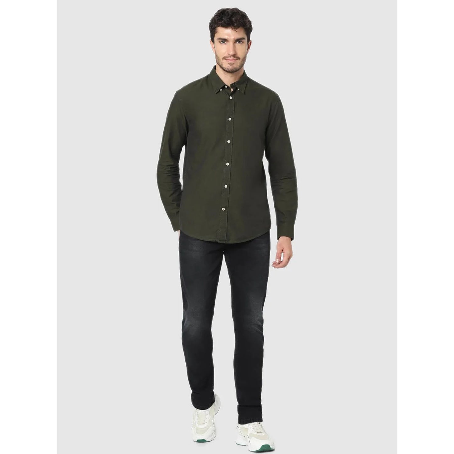 Green Solid Cotton Shirt