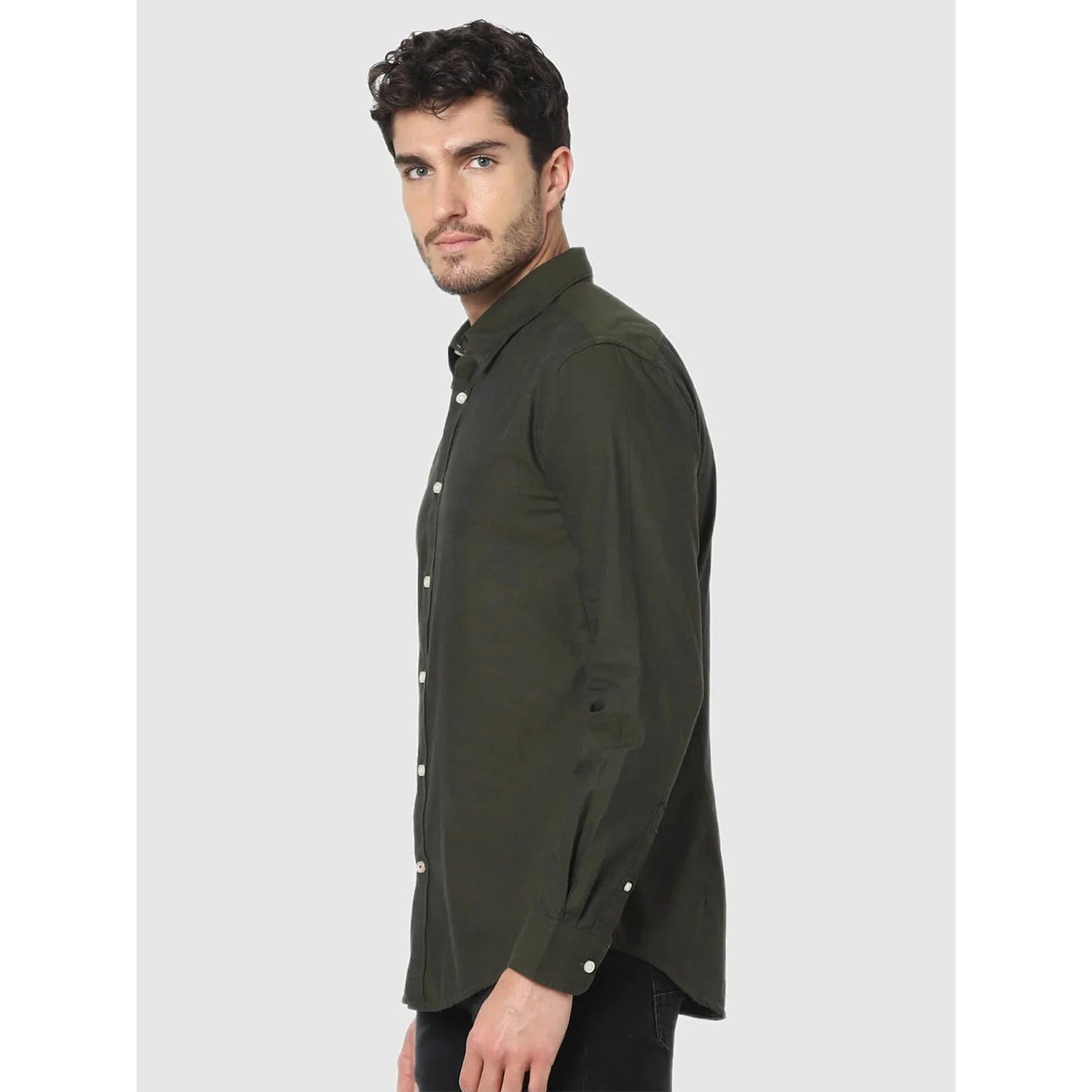 Green Solid Cotton Shirt