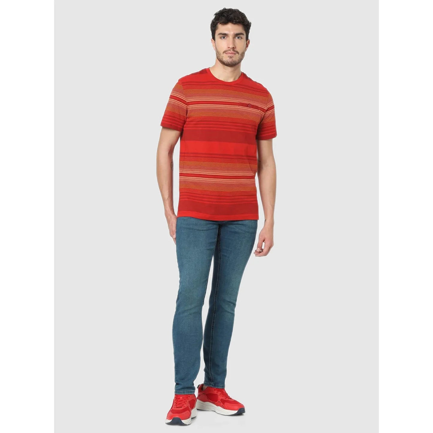 Red Striped Cotton T-shirt