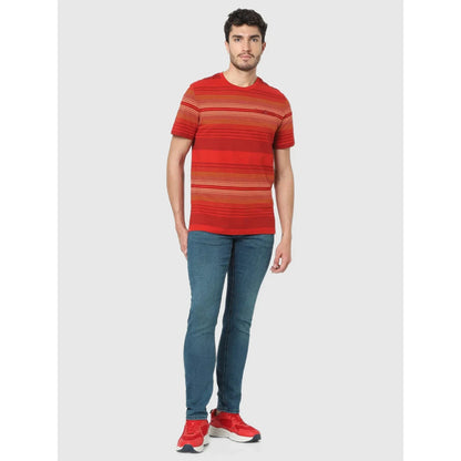 Red Striped Cotton T-Shirt