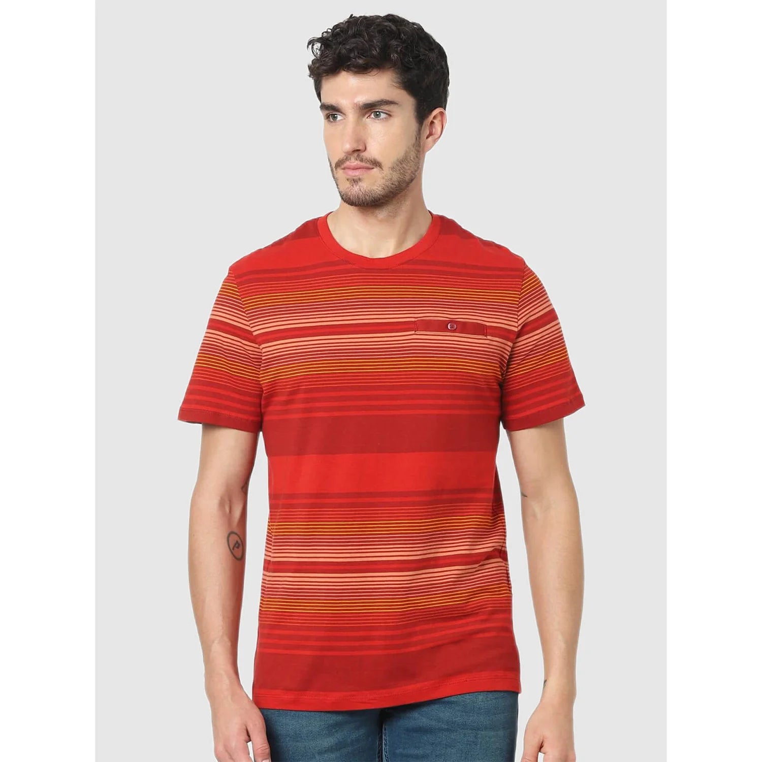 Red Striped Cotton T-shirt