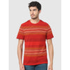 Celio* Striped Regular Fit Cotton Red T-Shirt