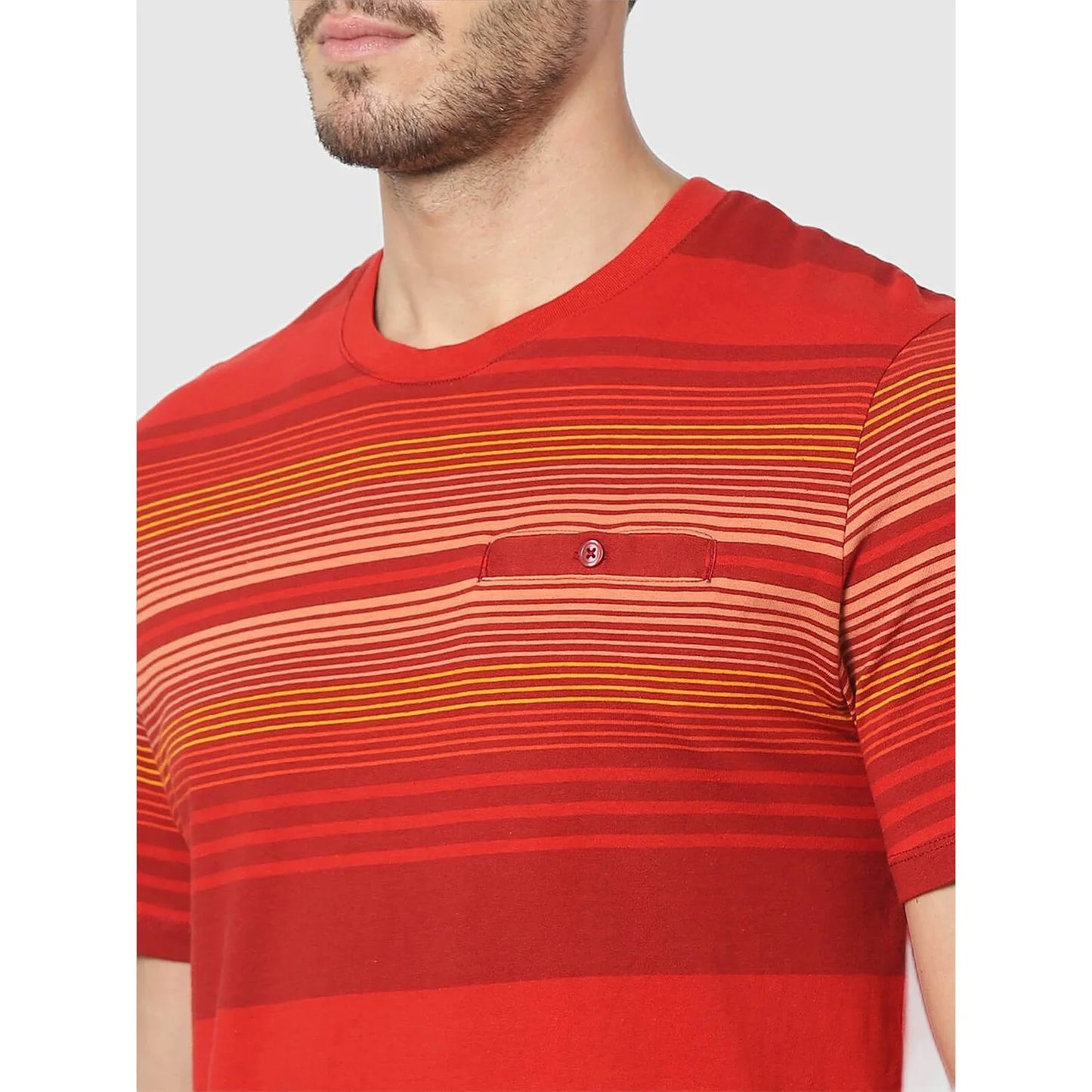 Red Striped Cotton T-shirt