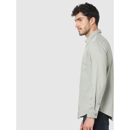 Grey Solid Cotton Shirt