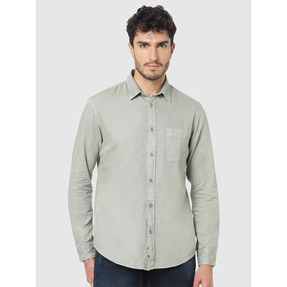 Grey Solid Cotton Shirt