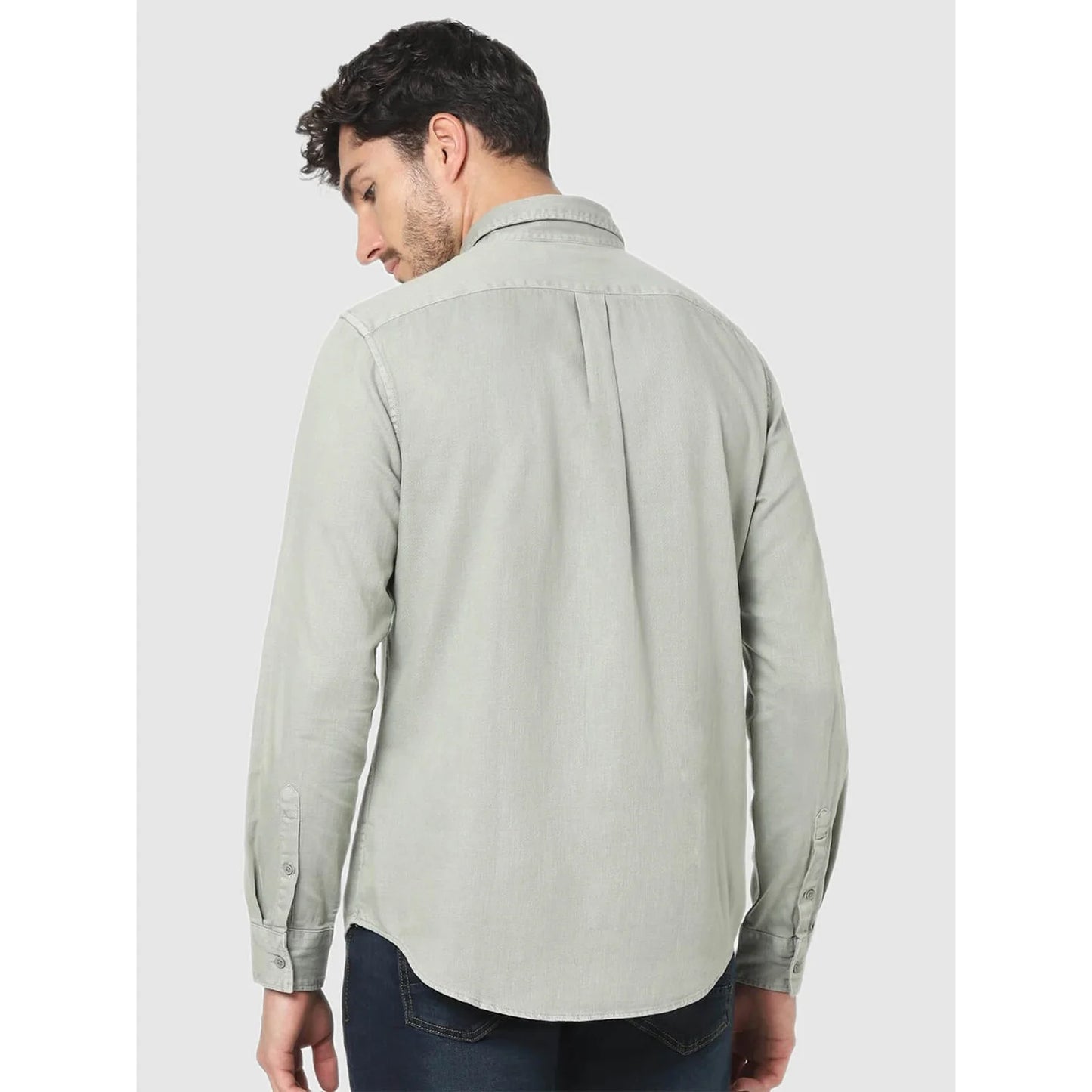 Grey Solid Cotton Shirt