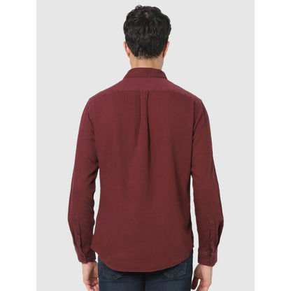 Maroon Solid Cotton Shirt