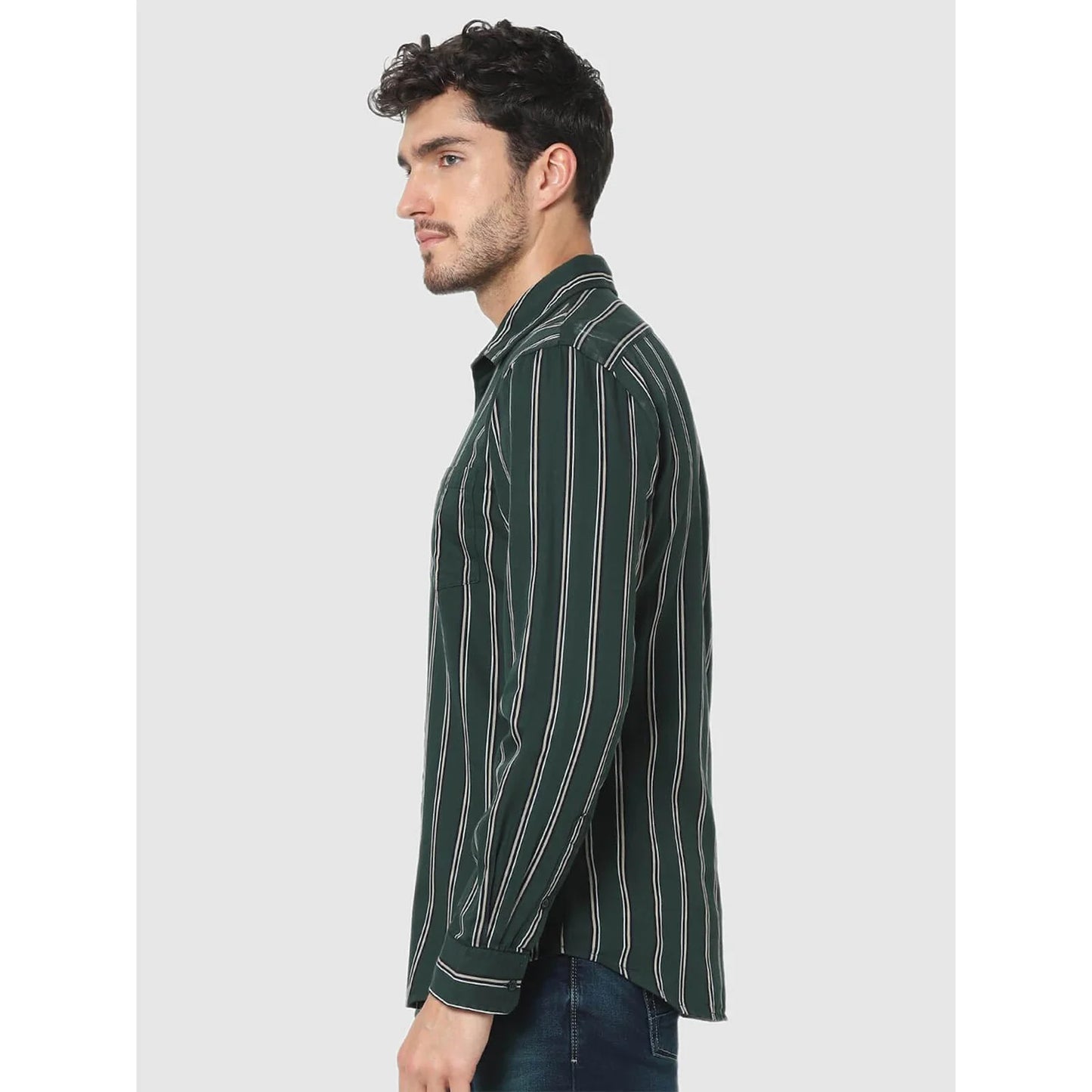 Green Striped Cotton Shirt