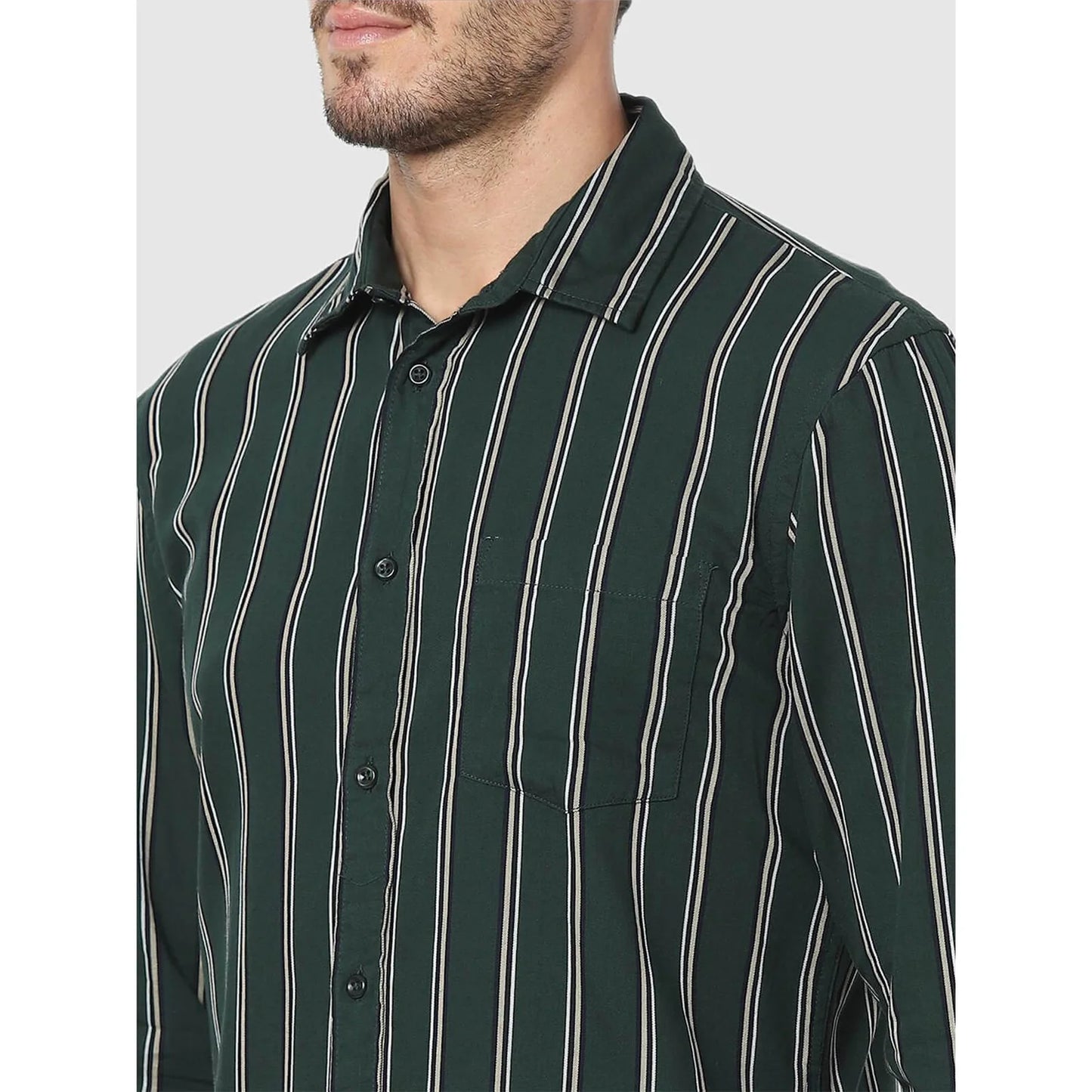 Green Striped Cotton Shirt