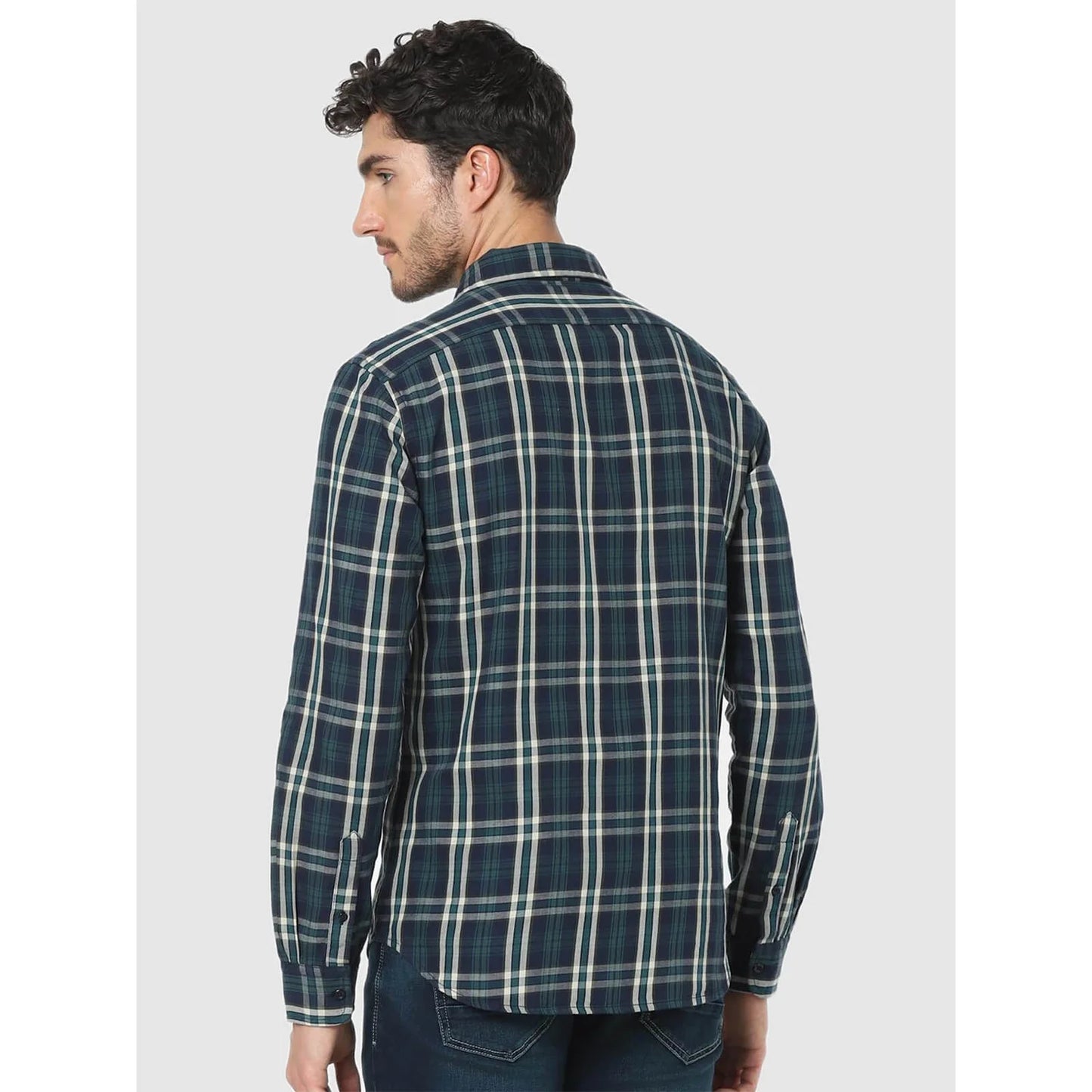 Teal Checks Cotton Shirt