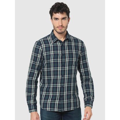 Celio* Checked Regular Fit Cotton Blue Shirt