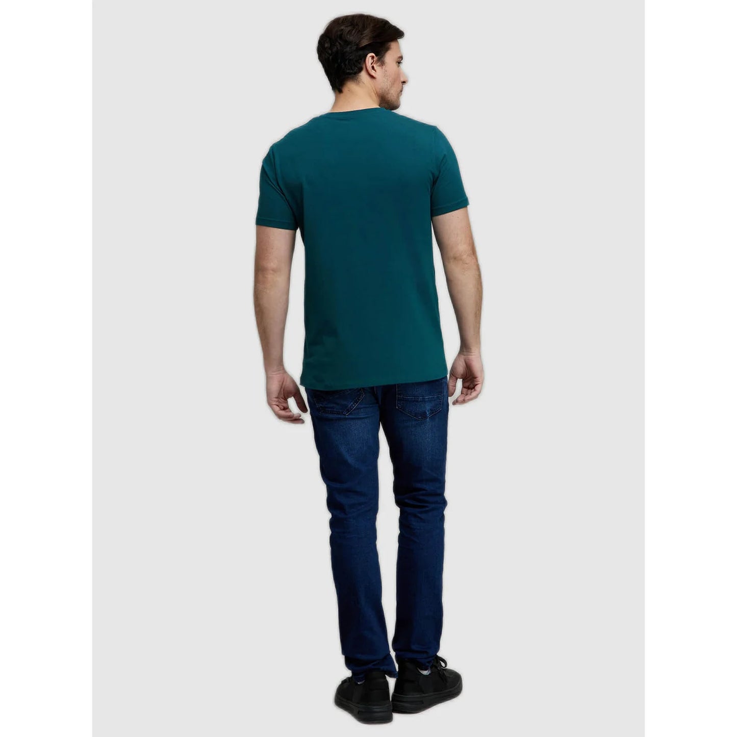 Teal Solid Cotton T-shirt