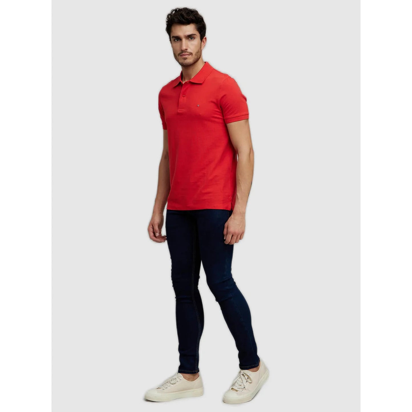 Red Solid Cotton Polo