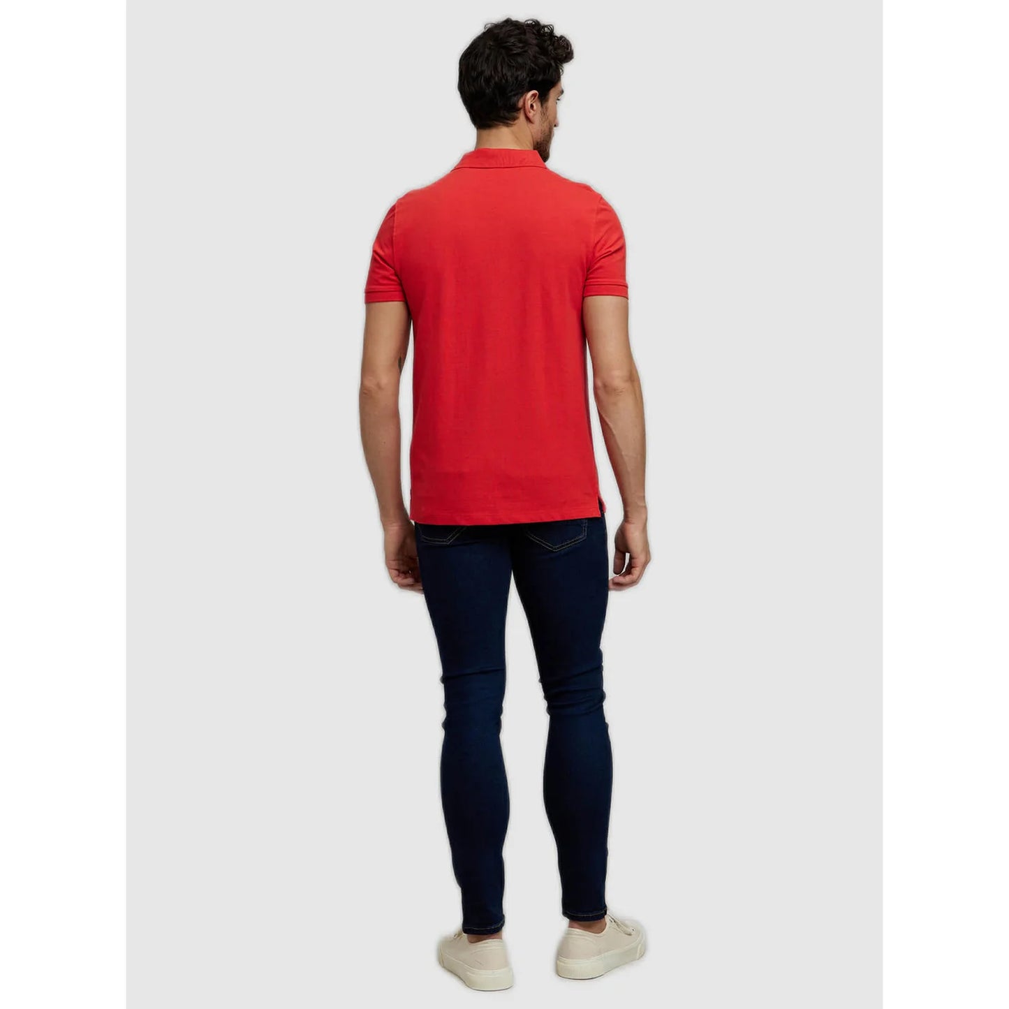 Red Solid Cotton Polo