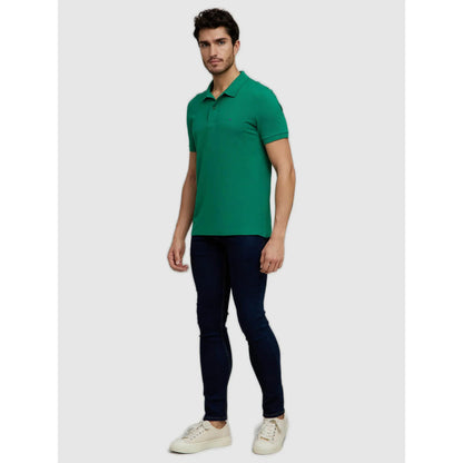 Green Solid Cotton Polo