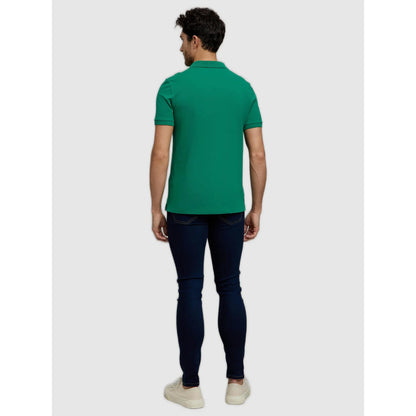 Green Solid Cotton Polo