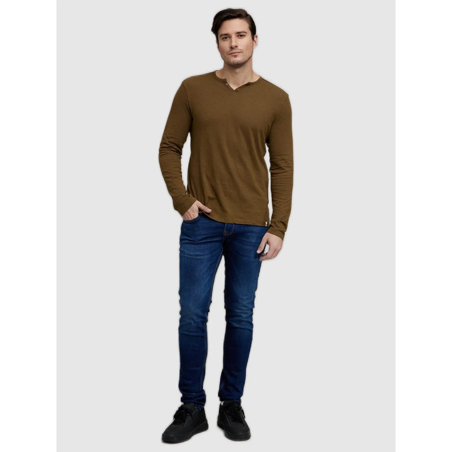 Brown Solid Cotton T-shirt