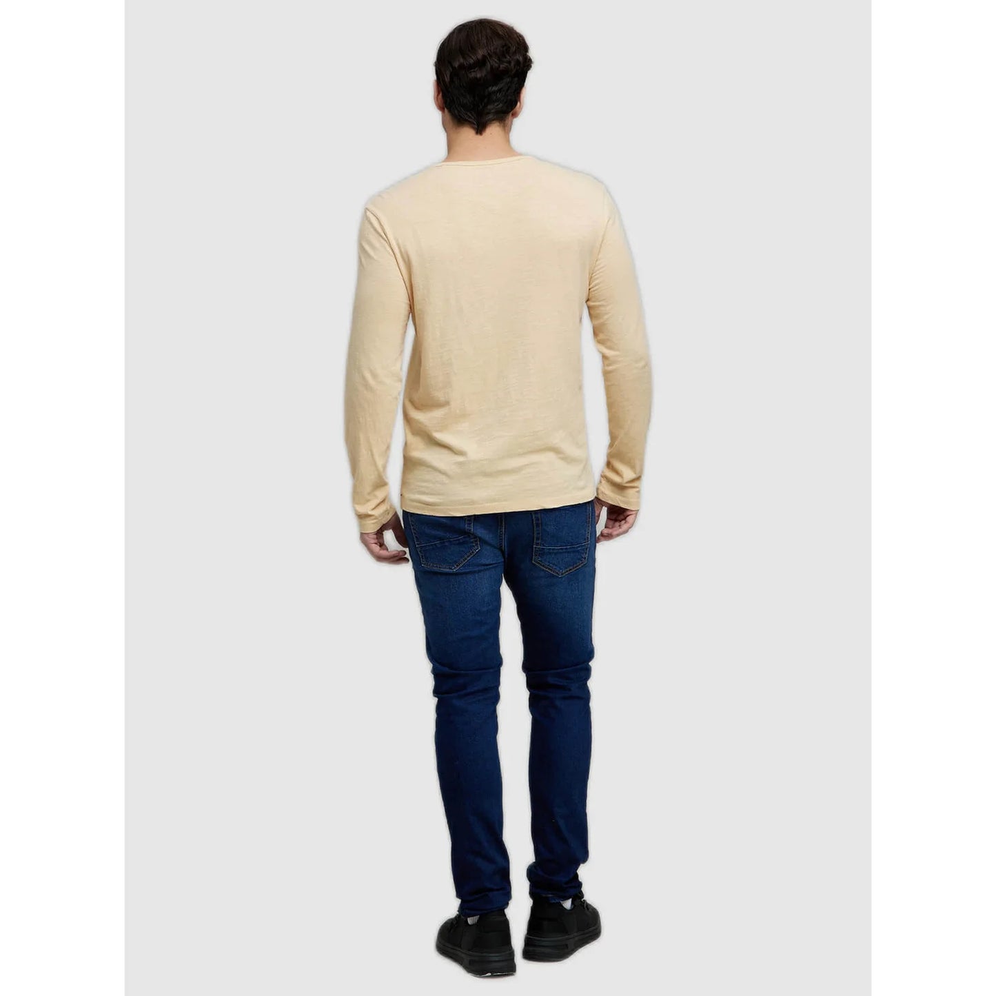 Cream Solid Cotton T-shirt