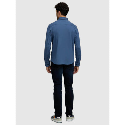 Celio* Solid Regular Fit Cotton Blue Shirt