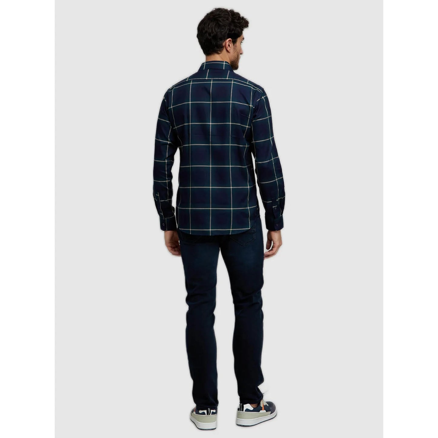 Navy Blue Checks Cotton Shirt