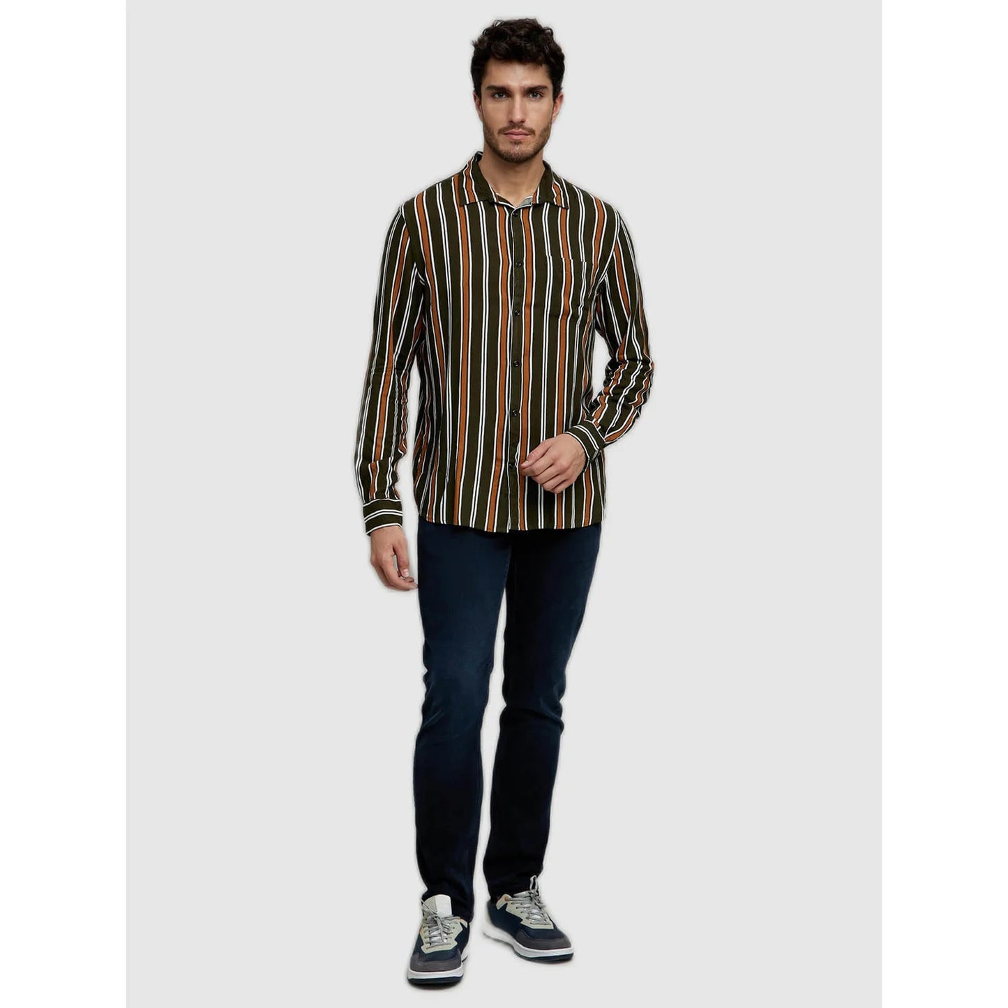 Green Striped Viscose Shirt