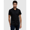 Celio* Solid Slim Fit Poly-Cotton Black Shirt