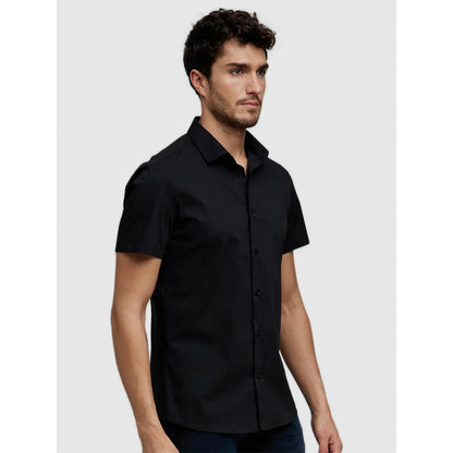 Black Solid Polycotton Shirt