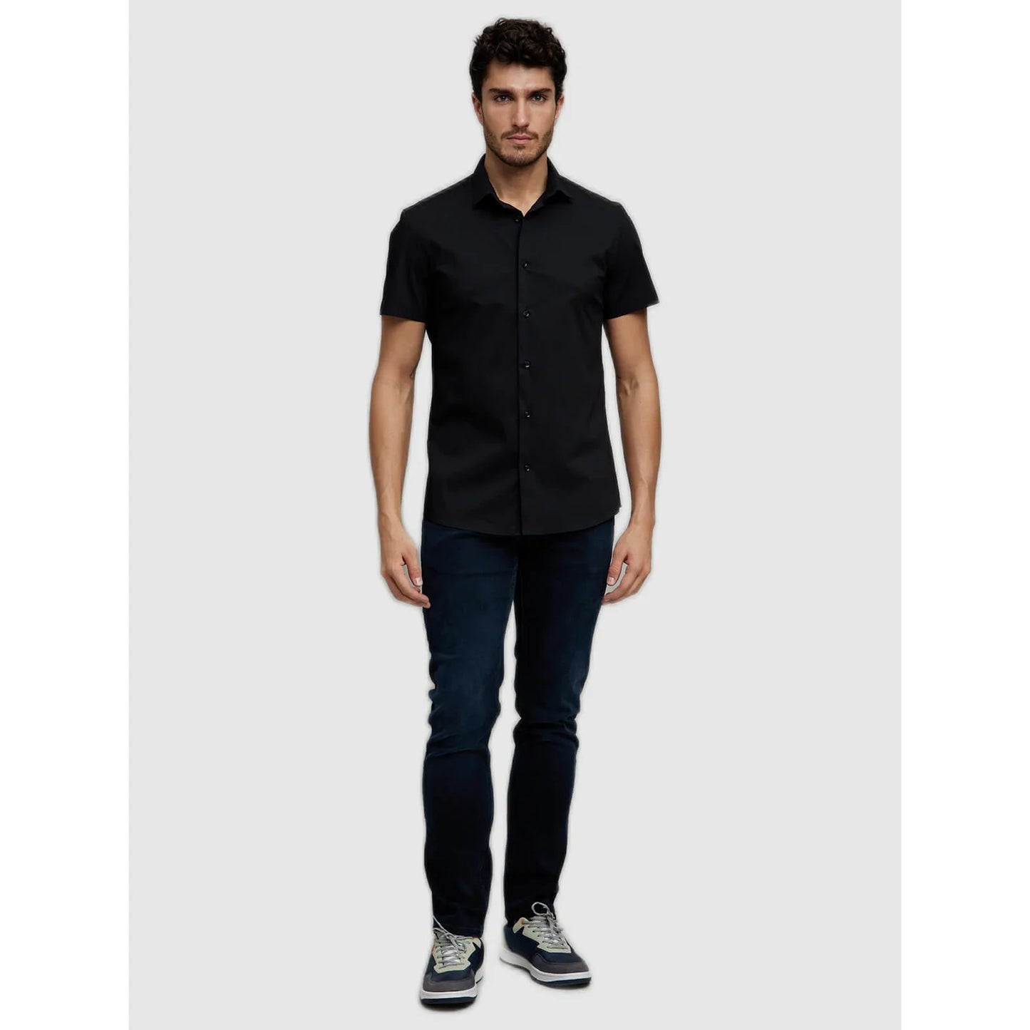 Black Solid Polycotton Shirt