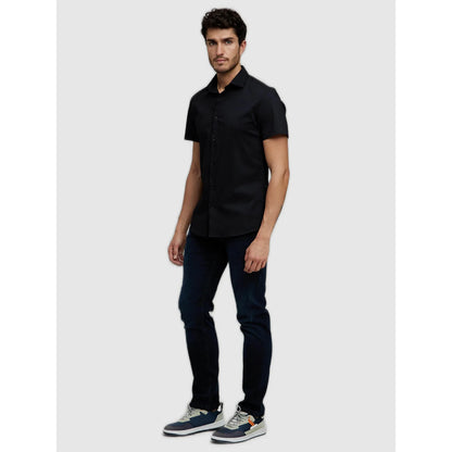 Black Solid Polycotton Shirt