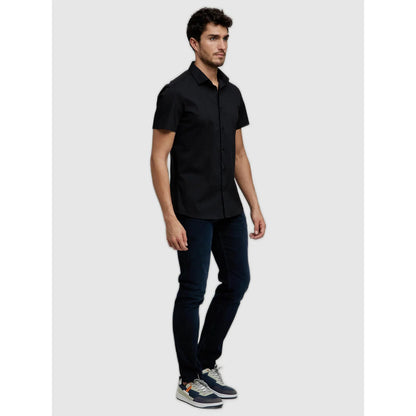 Black Solid Polycotton Shirt