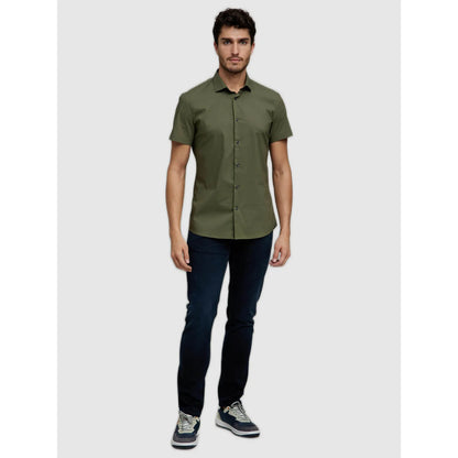 Green Solid Polycotton Shirt