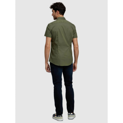 Green Solid Polycotton Shirt