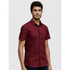 Celio* Solid Slim Fit Poly-Cotton Burgundy Shirt