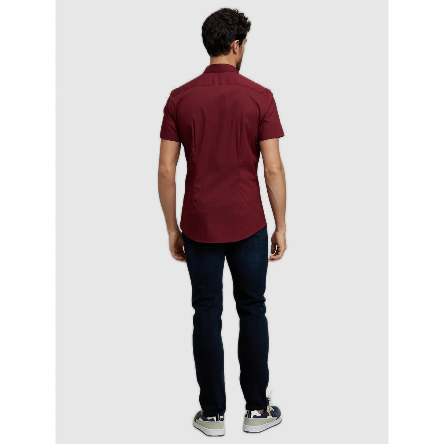 Burgundy Solid Polycotton Shirt