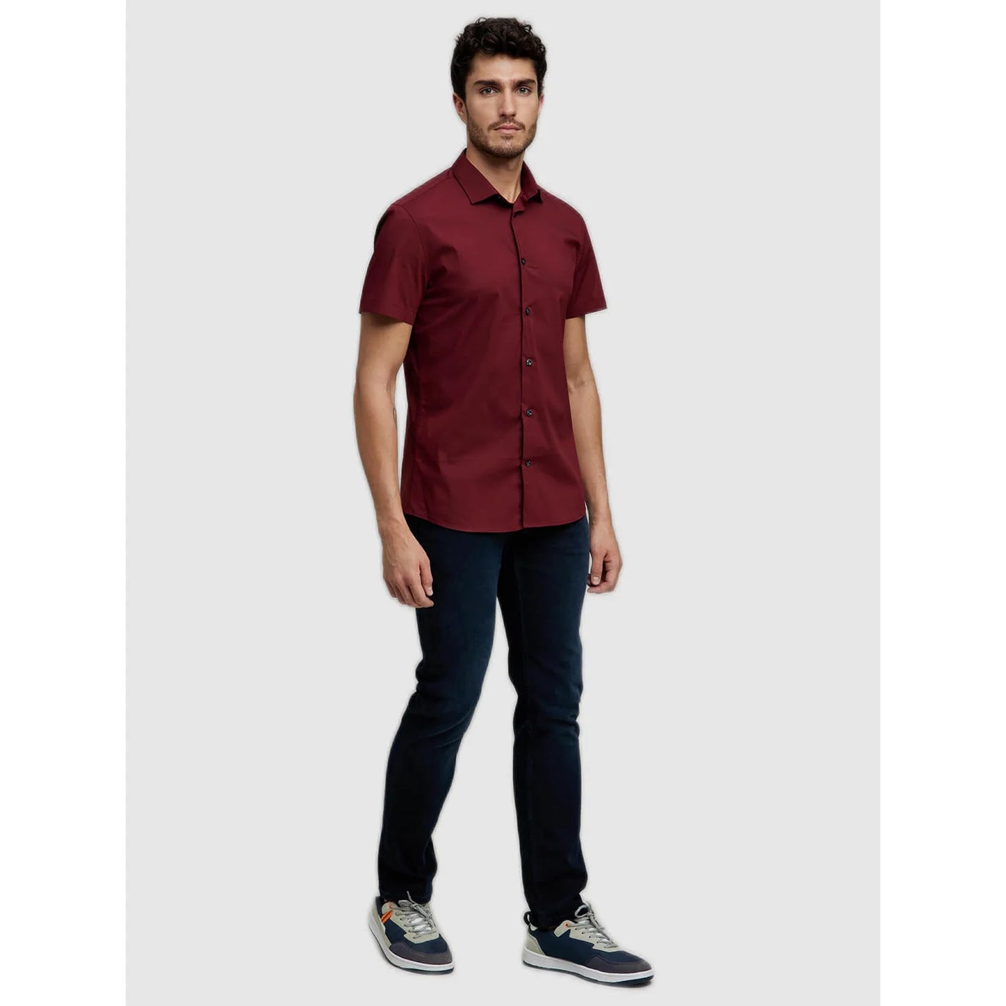 Burgundy Solid Polycotton Shirt